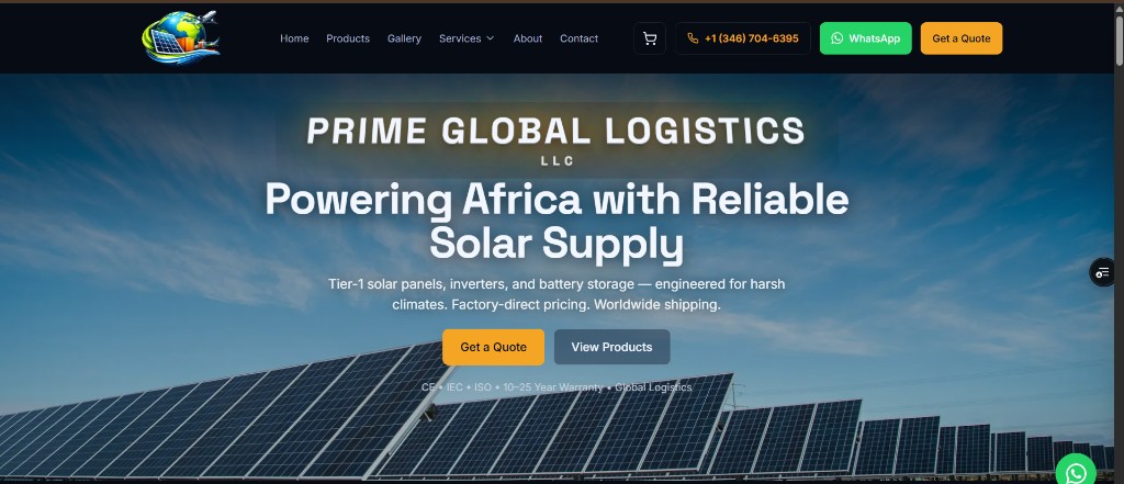 PRIME Global Logistics website thumbnail